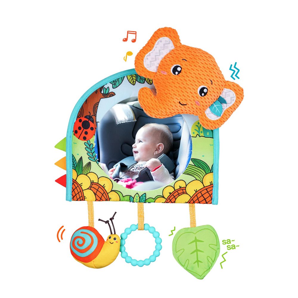 Koty Car Seat Toy - Kick and Play Activity Center with Mirror,Teether and Crinkle, Fun Travel Baby Toy for Rear Car Seat, Easier Drive with Newborns, Babies, Hanging Toys for Infants 0-6-12-18 Months