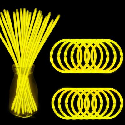 NUDALA 200 Pcs Yellow Glow Sticks Bracelet Necklaces Bulk Glow in The Dark Party Supplies Easter Basket Stuffers 8 Light Stick Pack with Connectors for Easter Christmas Birthday Carnival