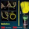 NUDALA 200 Pcs Yellow Glow Sticks Bracelet Necklaces Bulk Glow in The Dark Party Supplies Easter Basket Stuffers 8 Light Stick Pack with Connectors for Easter Christmas Birthday Carnival view 2