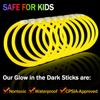 NUDALA 200 Pcs Yellow Glow Sticks Bracelet Necklaces Bulk Glow in The Dark Party Supplies Easter Basket Stuffers 8 Light Stick Pack with Connectors for Easter Christmas Birthday Carnival view 3