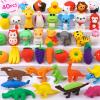 40 Pcs Animal Erasers Desk Pet for Kids 3D Puzzle Pencil Eraser Treasure Box Toy for Classroom School Prize Kids Party Favors Back to School Supplies Easter Egg Fillers Goodie Bag Stuffers Gift view 1