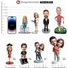 Personalized Bobblehead for Dad - Custom Couple Family Figurine from Photo, Handmade Clay Sculpture for Father's Day, Birthday, Retirement Gift for Him Husband view 3