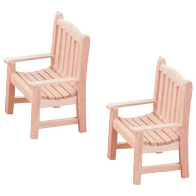Happyyami 2pcs Doll House Furniture Miniature Chair Toy DIY Mini Chair Loveseat Couch Dollhouse Wood Chair Miniture Decoration Miniature Furniture Desktop Decor Wooden Double Child Props