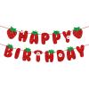 BIEUFBJI Strawberry Happy Birthday Banner, Glitter Strawberry Banner, Strawberry Theme Birthday Garland for Birthday Party Hanging Decorations view 1