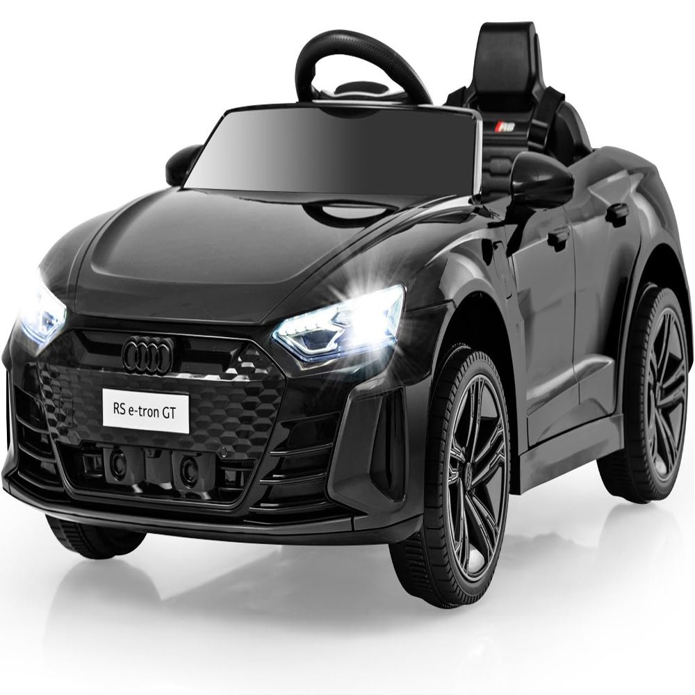INFANS 12V Kids Ride On Car, Licensed Audi RS e-tron GT Electric Vehicle with Remote Control, Toddlers Battery Powered Toy with 4 Wheels Suspension, LED Headlight, Music, MP3, USB, TF Port (Black)