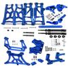 Upgrades Part for 1/10 Slash 2WD,Stainless Steel Drive Shaft Axles CVD,Alloy Front Rear Arm,Caster Block,Steering Blocks,Rear Stub Axle Carriers,Steering Block,Shock Tower,Bulkhead,Navy Blue view 1