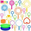 Roberly 28 Pcs Big Bubble Wands Set Bulk for Kids Summer Outdoor Activities Party Favors Gifts Birthday Games, Giant Bubbles Making Toys with Tray view 1
