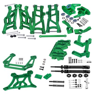 RCMYou Upgrades Part for 1/10 Slash 2WD,Stainless Steel Drive Shaft Axles CVD,Alloy Front Rear Arm,Caster Block,Steering Blocks,Rear Stub Axle Carriers,Steering Block,Shock Tower,Bulkhead,Green