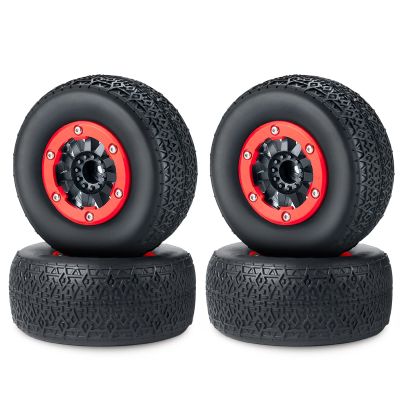 AXSPEED 1/10 Plastic Wheel Rims with 110mm Rubber Tires RC Wheels Hubs Tire Tyres Set for TRX Slash RC Car, 4pcs/Set Style B
