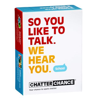 CHATTER CHANCE School: Conversation Card Games - Learning Educational Fun Game for Kids Teens Teacher Classroom for Elementary & Middle School - 80 Thought Provoking Cards - Therapy Supplies