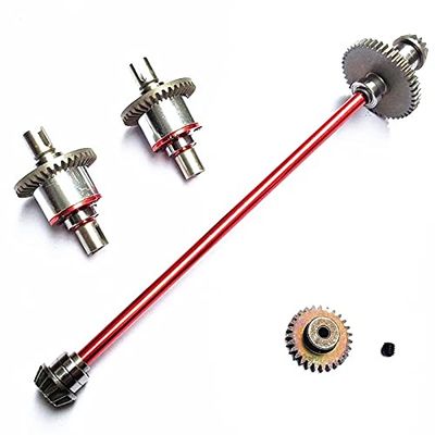 Metal Main Central Axle Drive Shaft Differential Gear Upgrade Parts for Wltoys 144001 1/14 RC Car Spare Accessories (Color : Red)
