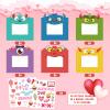Ferraycle 30 Packs Valentines Day Gifts 30 Pictures Frame Craft and 12 Sticker DIY Monster Photo Frame Craft Kit for Valentines Party Exchange Gifts view 3