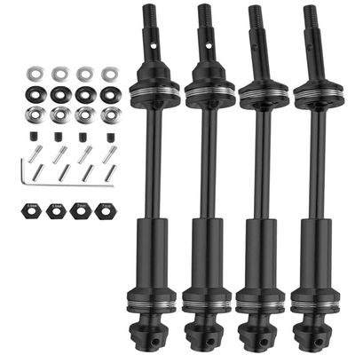RCMYou RC Stainless Steel Drive Shaft CVD Upgrades Part for 1/10 Slash VXL 4X4,Rustler/Stampede/Hoss VXL 4X4 4WD,4PCS Front Rear #45 Axles with Hex,Black