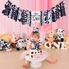 JOYMEMO 1st Birthday Decorations Boy Girl - Holy Cow Im One High Chair Banner Cake Topper with Crown, Farm Animal Cow Print Birthday Party Supplies view 2