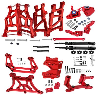 RCMYou Upgrades Part for 1/10 Slash 2WD,Stainless Steel Drive Shaft Axles CVD,Alloy Front Rear Arm,Caster Block,Steering Blocks,Rear Stub Axle Carriers,Steering Block,Shock Tower,Bulkhead,Red