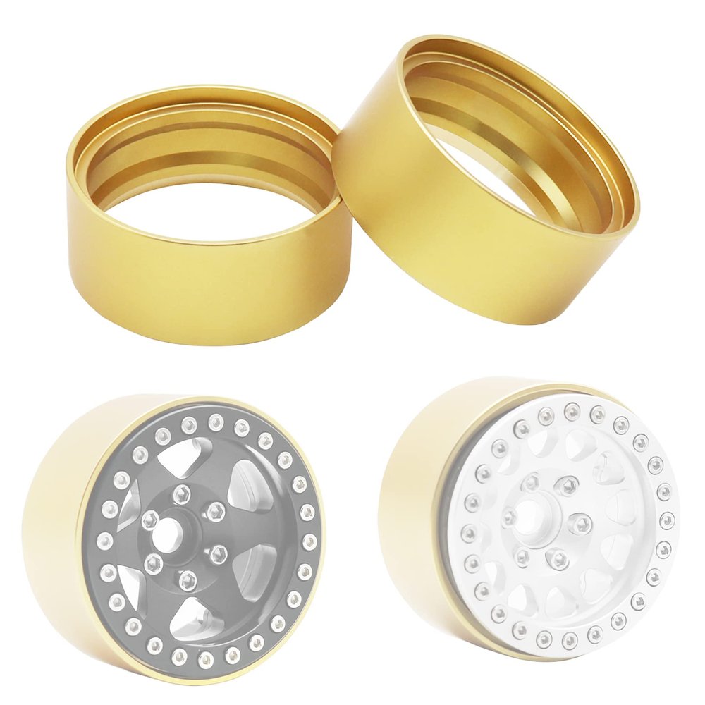 2pcs Brass Internal Beadlock Ring Clamp Ring Fit 1.9" Wheel Hubs for 1/10 RC Crawler Axial SCX10 II 90046 TRX-4 VS4-10 Upgrade Parts (2pcs Brass Wheel Hubs)