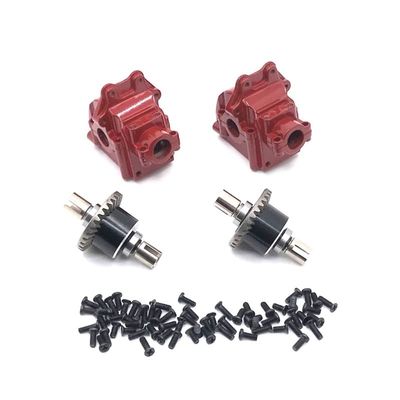 144010 144001 144002 124016 124017 124018 124019 RC Car Metal Upgrade Parts,Modified Gearbox*2pcs & Differential*2pcs (Color : Red)