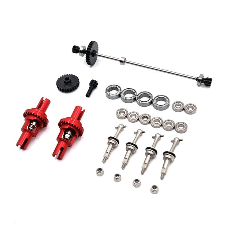 1/28 284131 K979 K989 K999 RC Car Metal Upgrade Parts, Gear, Differential, Drive Shaft and Other Modification Kits (Color : Red)