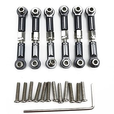 6Pcs Adjustable Metal Linkage Pull Rod Front/Rear Servo Link for Wltoys A949 A959 A969 A979 K929 RC Car Upgrade Spare (Color : Grey)