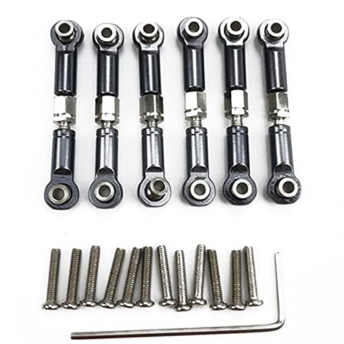 6Pcs Adjustable Metal Linkage Pull Rod Front/Rear Servo Link for Wltoys A949 A959 A969 A979 K929 RC Car Upgrade Spare (Color : Grey)