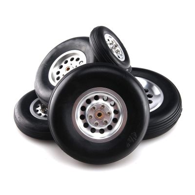 DKNTZO RC Airplane Rubber Wheel, 1 Pair Rubber Wheel with Aluminum Hub for RC Airplane Model and DIY Landing Gear Robot Tires 1.75" / 2.5"/ 2.75/3" / 3.5" / 4" /4.5"/5'' for RC Airplane Plane Model Ac