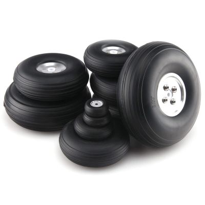 DKNTZO RC Airplane PU Wheel, 1 Pair RC Model PU Wheels with Aluminum Hub Multi-Size 1 inch to 5 inch for RC Airplane Plane Model Accessories (Color : 1 Pair 127mm 5 inch)