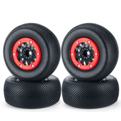 AXSPEED 1/10 Plastic Wheel Rims with 110mm Rubber Tires RC Wheels Hubs Tire Tyres Set for TRX Slash RC Car, 4pcs/Set Style A