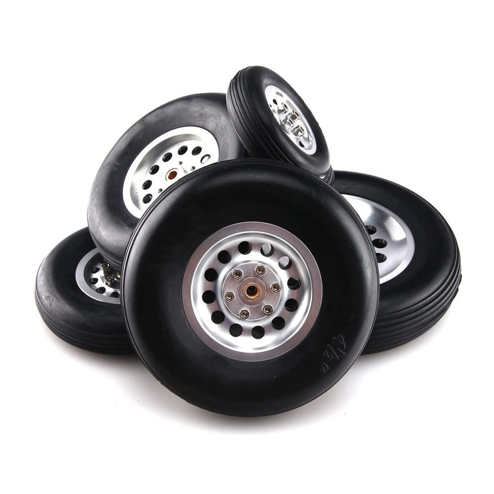 DKNTZO RC Airplane Rubber Wheel, 1 Pair Rubber Wheel with Aluminum Hub for RC Airplane Model and DIY Landing Gear Robot Tires 1.75" / 2.5"/ 2.75/3" / 3.5" / 4" /4.5"/5'' for RC Airplane Plane Model Ac