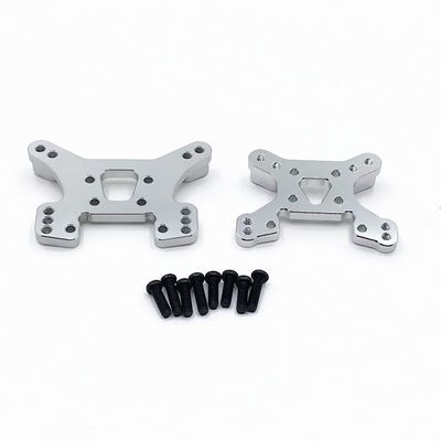144002 144001 124017 124019 RC Car Metal Upgrade Parts, Front & Rear Shock Mount Modification Parts, Multi-Color Optional (Color : Silver)