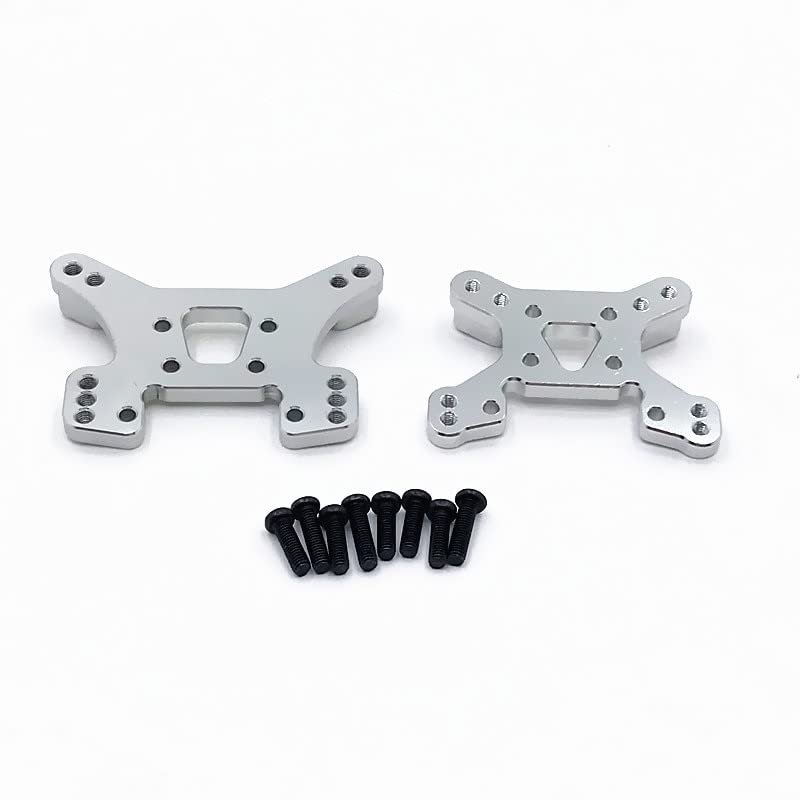 144002 144001 124017 124019 RC Car Metal Upgrade Parts, Front & Rear Shock Mount Modification Parts, Multi-Color Optional (Color : Silver)