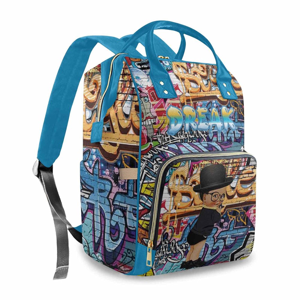 Custom Diaper Bag Backpack with Hip Hop, Personalized Name Graffiti Boy's Mommy Bags Baby Girl Boy Diaper Bags, Waterproof Nappy Travel Daypack for Dad Mom Gifts