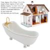 Oreb 1:12 Dollhouse Bathroom Set, White Retro Ceramic Miniature Furniture Toys, Bathtub Toilet Basin Mirror Brush Set view 2