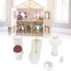 Oreb 1:12 Dollhouse Bathroom Set, White Retro Ceramic Miniature Furniture Toys, Bathtub Toilet Basin Mirror Brush Set view 3