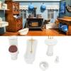 Oreb 1:12 Dollhouse Bathroom Set, White Retro Ceramic Miniature Furniture Toys, Bathtub Toilet Basin Mirror Brush Set view 4