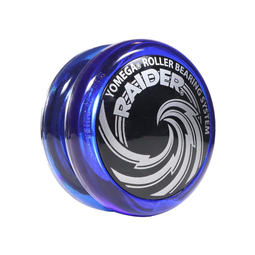 Yomega Raider - Professional Responsive Ball Bearing Yoyo, Great for Kids, Beginners and for Advanced String Yo-Yo Tricks and Looping Play. + Extra 2 Strings & 3 Month Warranty (Blue/Black Cap)