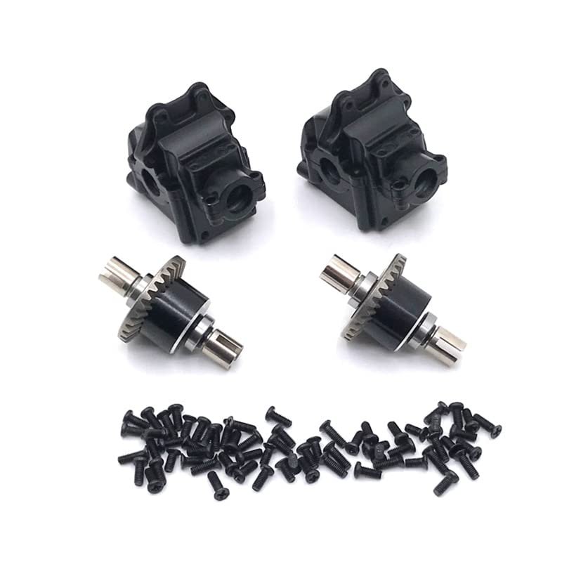 144010 144001 144002 124016 124017 124018 124019 RC Car Metal Upgrade Parts,Modified Gearbox*2pcs & Differential*2pcs (Color : Black)