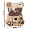 Wooden Sensory Bear Shaped Learning Toddler Busy Board for Playroom, Nursery, Preschool, and Doctors' Office, Brown view 4
