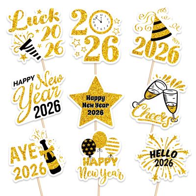 144PCS Happy New Year Cupcake Toppers Toothpicks  2026 New Year's Eve Cake Picks Party Supplies Decorations