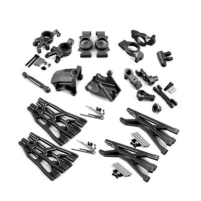 Lifehead Complete Set of Aluminum Upgrade Parts for Traxxas 1/5 X-Maxx Upper and Lower Suspension Arms Set (Front and Rear) Alloy Caster Block, Steering Block and Rear Short axle Carrier etc.