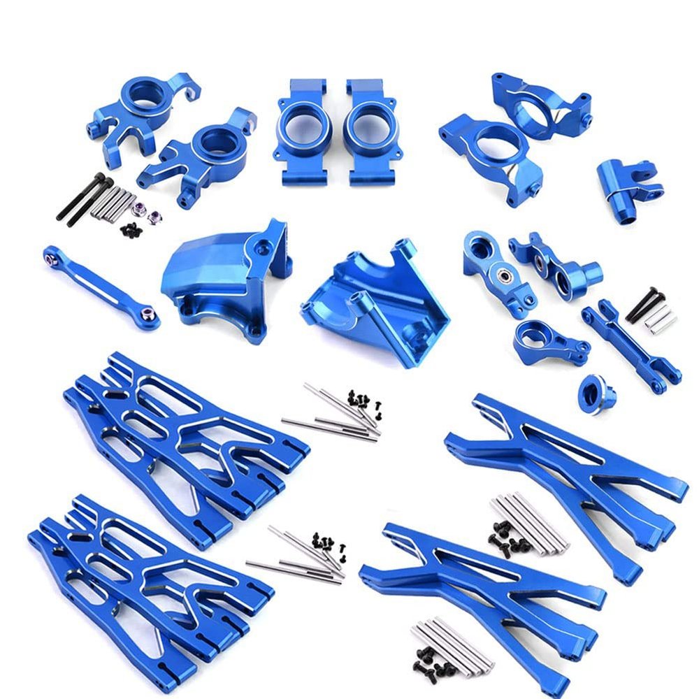 Lifehead Complete Set of Aluminum Upgrade Parts for Traxxas 1/5 X-Maxx Upper and Lower Suspension Arms Set (Front and Rear) Alloy Caster Block, Steering Block and Rear Short axle Carrier etc.