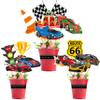 32pcs Race Car Centerpieces Sticks Racing Party Centerpieces Decorations Checkered Party Table Toppers for Racing Car Theme Birthday Party Baby Shower Supplies view 1