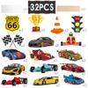 32pcs Race Car Centerpieces Sticks Racing Party Centerpieces Decorations Checkered Party Table Toppers for Racing Car Theme Birthday Party Baby Shower Supplies view 2