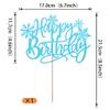 1 Pack Snowflake Happy Birthday Cake Topper Glitter Winter Wonderland Cake Pick Winter Frozen Theme Cake Decorations Birthday Frozen Theme Party Christmas Baby Shower Wedding Decoration Light Blue view 2