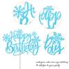 1 Pack Snowflake Happy Birthday Cake Topper Glitter Winter Wonderland Cake Pick Winter Frozen Theme Cake Decorations Birthday Frozen Theme Party Christmas Baby Shower Wedding Decoration Light Blue view 3