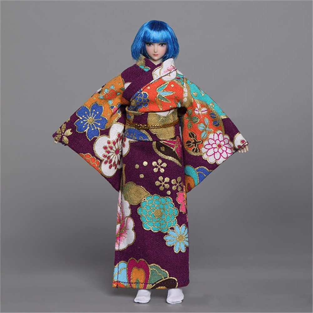 1/12 Scale Female Clothes,Japanese Kimono Dress Costume Clothing for 6inch TBL Action Figure Body (C-Long Ver.)