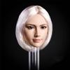 1/6 Scale Female Head Sculpt,Asian Girl Suntan Skin Planted Hair Head Carved for 12inch PH TBL JO Action Figure Body (Short White Hair) view 2