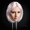 1/6 Scale Female Head Sculpt,Asian Girl Suntan Skin Planted Hair Head Carved for 12inch PH TBL JO Action Figure Body (Short White Hair) view 3