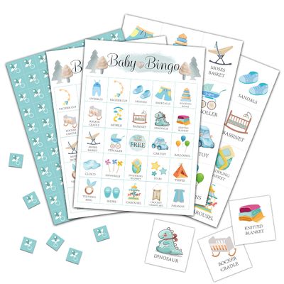 Foosproea Baby Boy Bingo Cards, Blue Baby Shower Game for 24 Players, Gender Reveal Party Games for Family Friends Activities, Holiday Party Favors Supplies Decorations(03)
