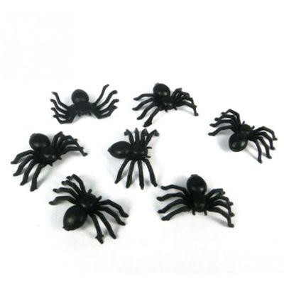 100PCS Halloween Mini Plastic Spiders Luminous Spider Prank Props DIY Party Decorative Props(Black)