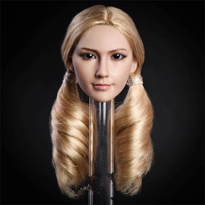 1/6 Scale Female Head Sculpt,Asian Girl Suntan Skin Planted Hair Head Carved for 12inch PH TBL JO Action Figure Body (Blonde Hair)